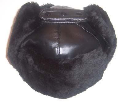 fur hat with flaps. Black Russian Faux Fur Hat