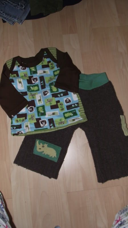 MCZ upcycled wool set. 12-18 months