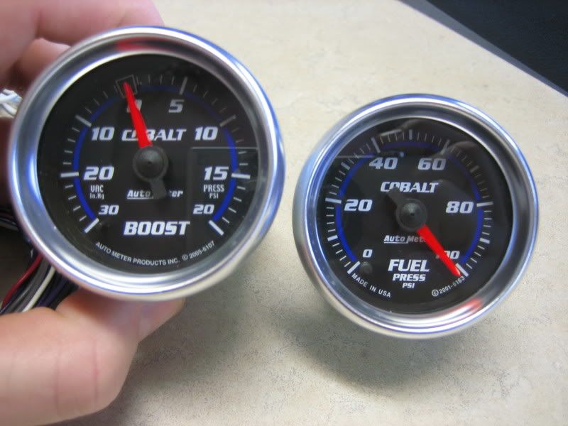 FS Cobalt Gauges (fuel & boost), pillar mount,autometer dimmer switch