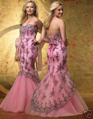 100 New Pink Spring Casual Taffeta Lace Strapless Wedding Evening Dress 