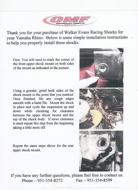 Walker Evans Shock setting Yamaha Rhino Forum