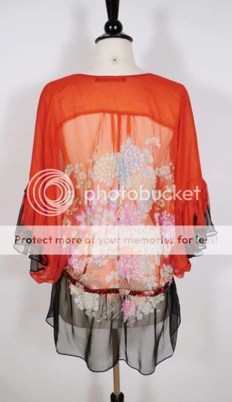 ROBERTO CAVALLI orange silk blouse w floral print sz 38  