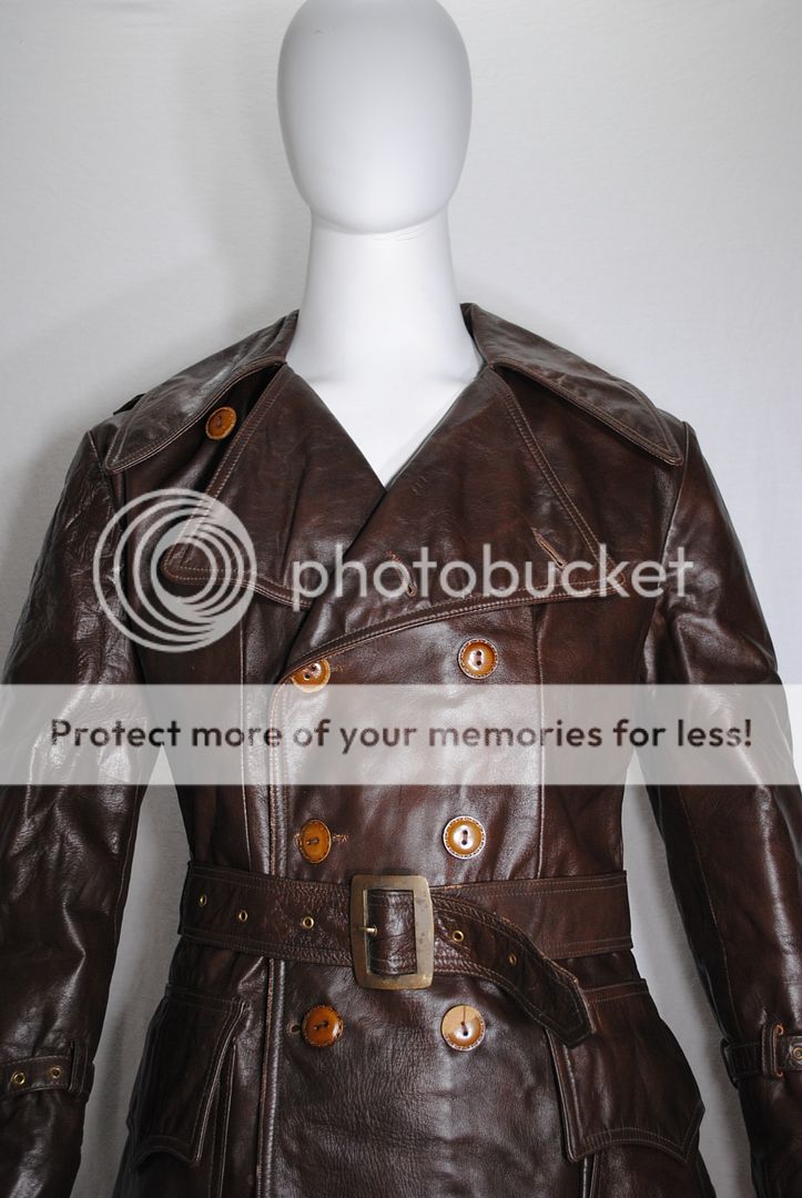 Vintage Mens CALIFORNIAN SPORTSWEAR Leather Fitted Trench Coat Jacket 
